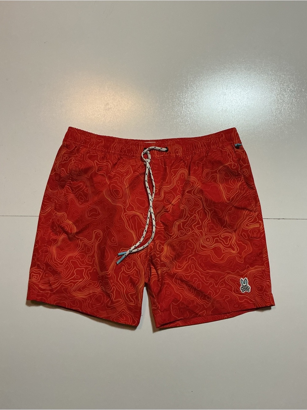Psycho Bunny Foley Topographic Mesh Lined 5.5" Inseam Swim Trunk Shorts